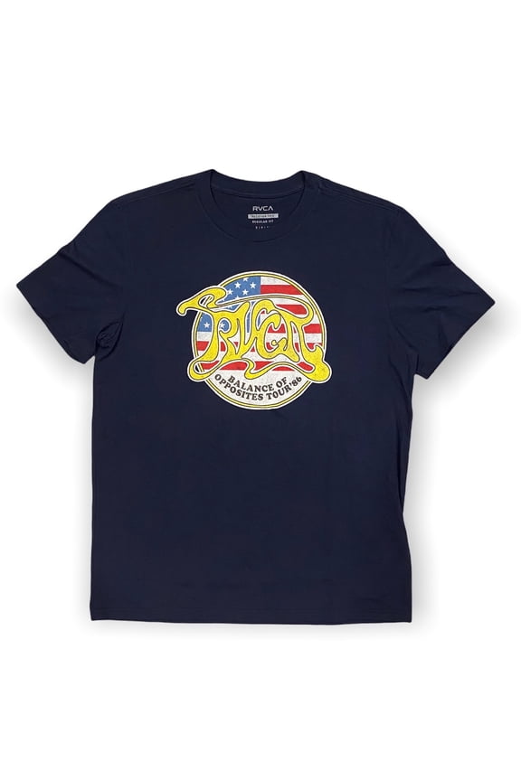 Men's Patriot Retro Vintage Logo Tee T-Shirt - Navy (Small)