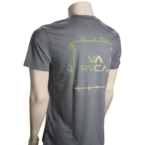 RVCA Men's Red Stitch Short Sleeve Premium Bordered Logo T-Shirts Blue-Medium