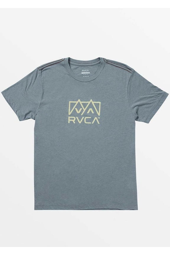 Men's Slim Fit Red Stitch Peak Graphic T-Shirt Flint Stone Blue-2XL