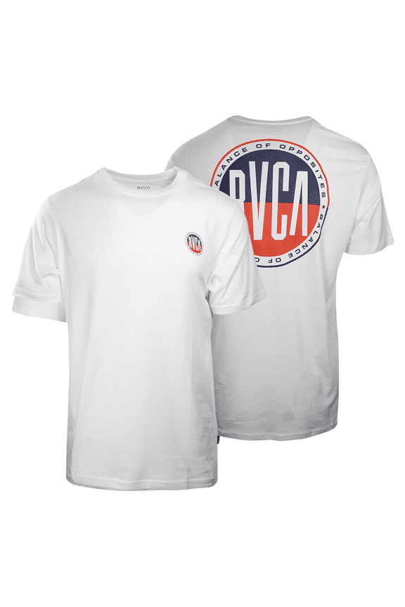 Men's White Navy Red Circle Regular Fit S/S T-Shirt (S15)