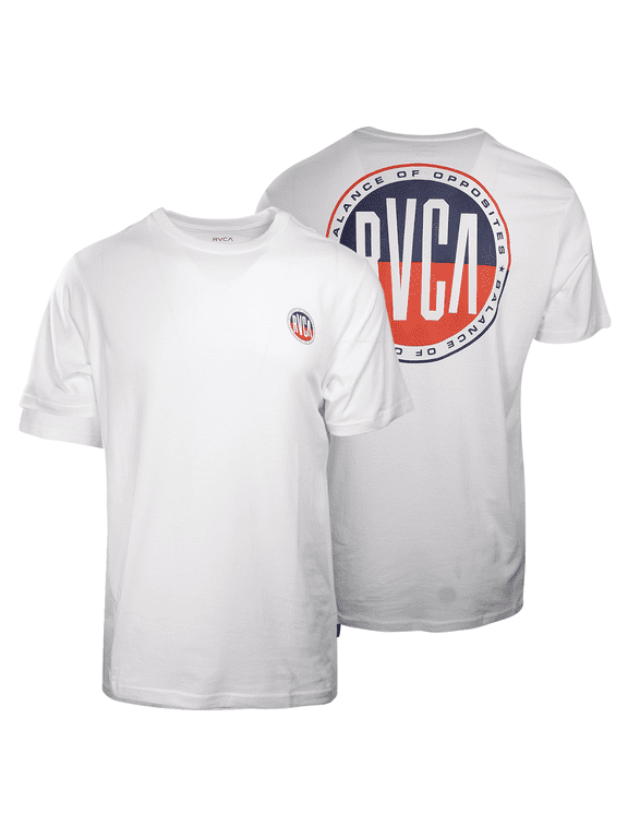 Men's White Navy Red Circle Regular Fit S/S T-Shirt
