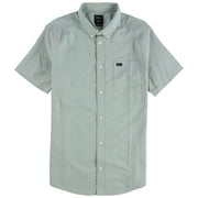 RVCA Mens Solid Button Up Shirt, Blue, Medium