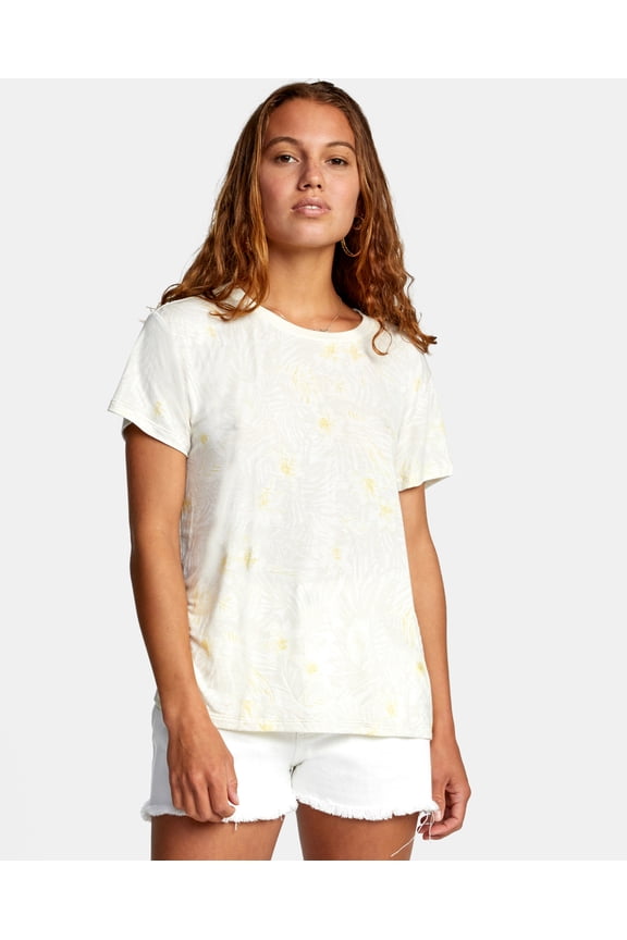 Women's Recess 3 Hawaiian Floral Lightweight Crewneck Tee T-Shirt in Cloud (Large, Cloud)