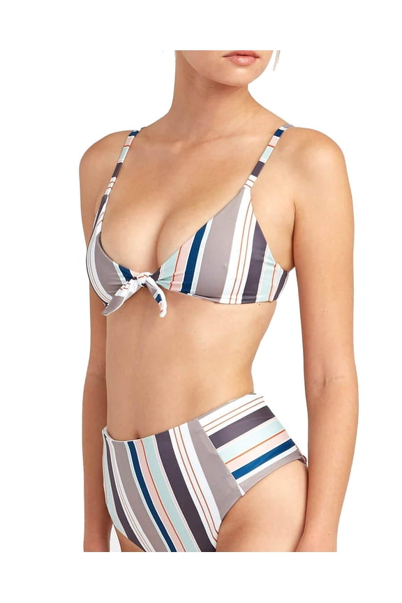 womens Off Shore Knot Front Bikini TOP, Creme, XS