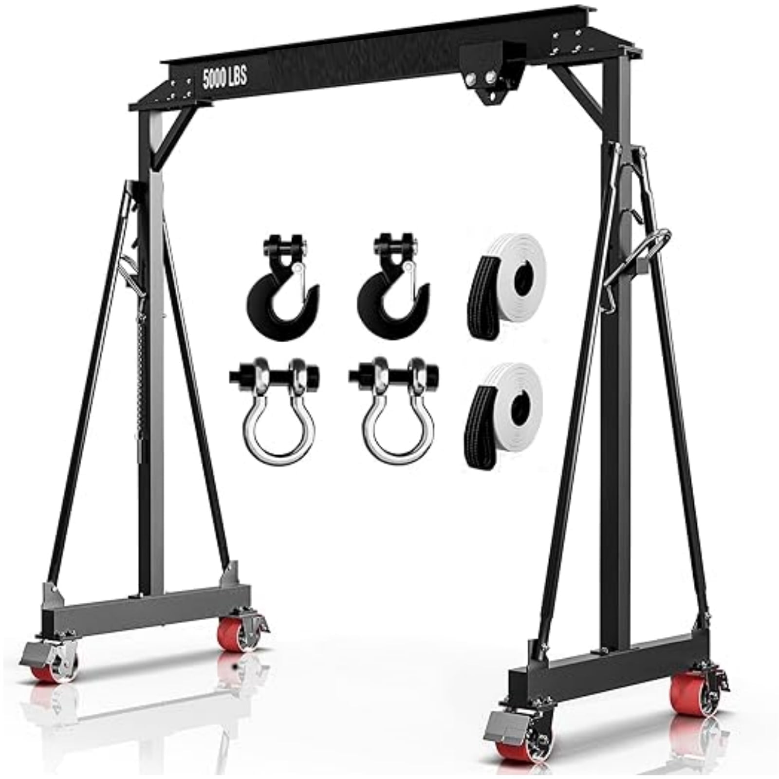 Rvchic 2 Ton Capacity Adjustable Gantry Crane, Portable Shop Lift Hoist Rated 5000 LB with Locking Wheels,8.53-12.47ft Adjustable Height for Warehouse