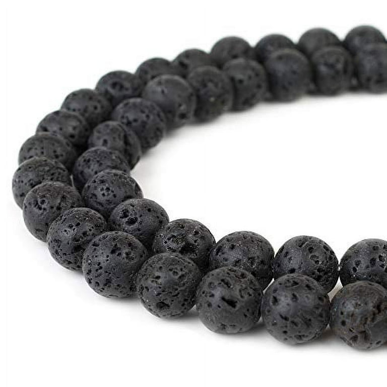 RVG 10mm Natural Black Lava Rock Beads Round Gemstone Volcanic
