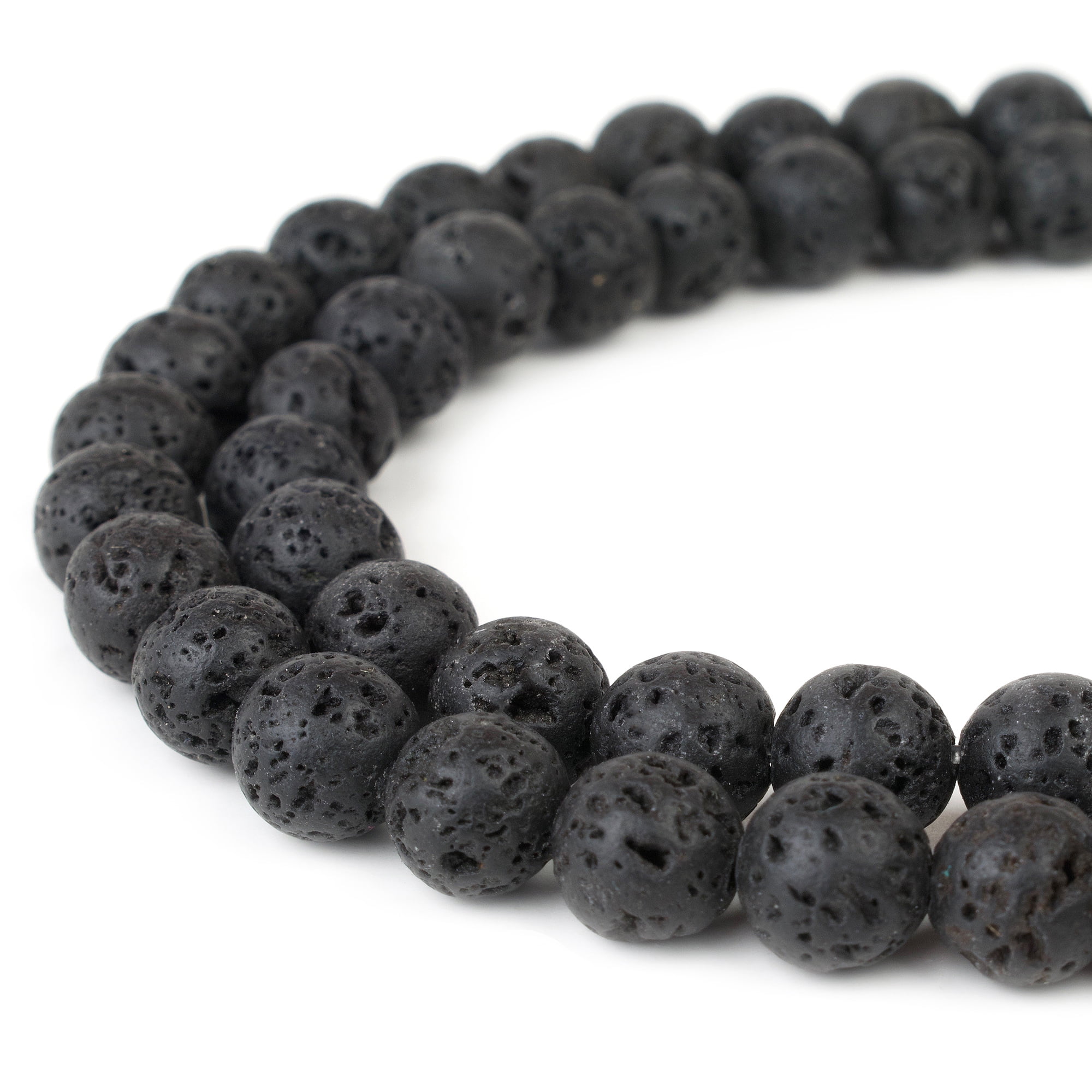 RVG 10mm Natural Black Lava Rock Beads Round Gemstone Volcanic