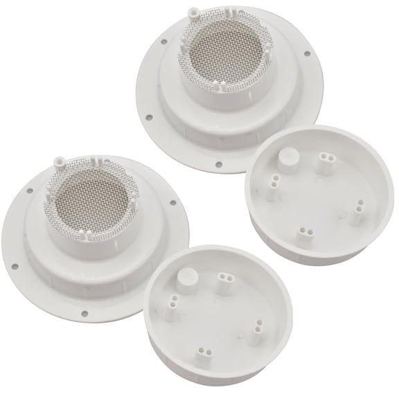 RVGUARD 2 Pack RV Vent Cap Kit with Screen, RV Sewer Vent Cap for Roof, White RV Plumbing Cap Replacement for Camper Trailer Motorhome, Fits 1 to 2 3/8" Pipe