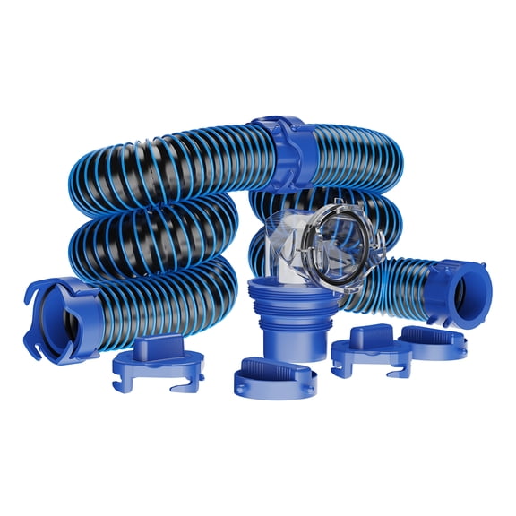 RVGUARD 20 FT RV Sewer Hose Kit, Sewer Hose for RV Camper - Includes 2 Attachable 10 ft Sewer Hose with Swivel Fitting, 90 Degree Clear View Sewer Adapter, and 4 Storage Caps