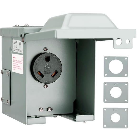 RVGUARD 30 Amp 125 Volt RV/EV Power Outlet Box, Enclosed Lockable Weatherproof Outdoor Electrical NEMA TT-30R Receptacle Panel, ETL Listed