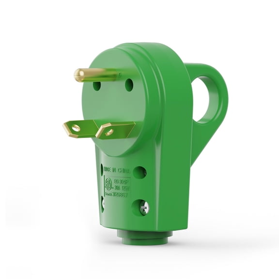RVGUARD 30 Amp RV Replacement Plug, NEMA TT-30P, 30 Amp 125 Volt Replacement Plug with Disconnect Handle, Green