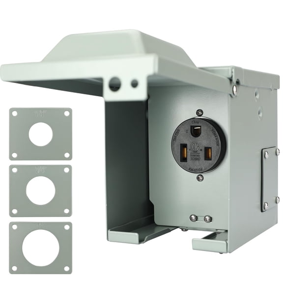 RVGUARD 50 Amp 250 Volt 6-50R EV/Welding Power Outlet Box, Enclosed Lockable Waterproof Outdoor Electrical Panel