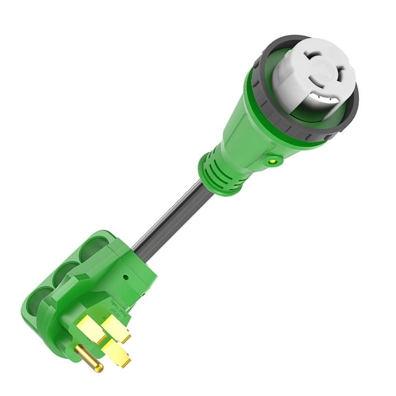 RVGUARD 50 Amp to 50 Amp RV Adapter Cord Locking Connector, NEMA 14-50P to NEMA SS2-50R Electrical Power Adapter with LED Power Indicator, 18 Inch, Green, ETL Listed