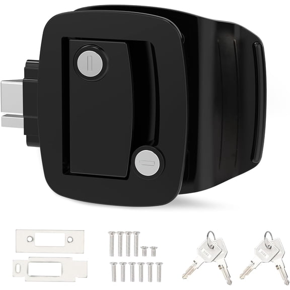 RVGUARD RV Door Latch, Entry Door Lock for Trailer and Camper with Paddle Deadbolt, Zinc Alloy Lock Replacement Kit 4 Keys, Black