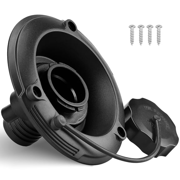 RVGUARD RV Fresh Water Hatch, Gravity Fill Hatch Inlet with 1-1/4" Barbed Connector and 1/2" Air Vent, for RV Tanks, Caravan, Camper (Black)