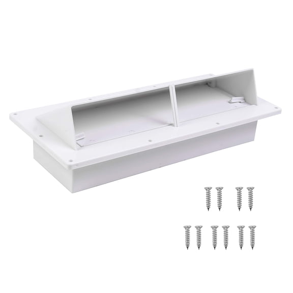 RVGUARD RV Range Hood Exhaust Vent Cover White, RV Stove Vent Cover with Screen & Outside Damper for Motorhome Trailer Roof, Includes 10Pcs Screws - Replacement RV Vent Cover for Campers