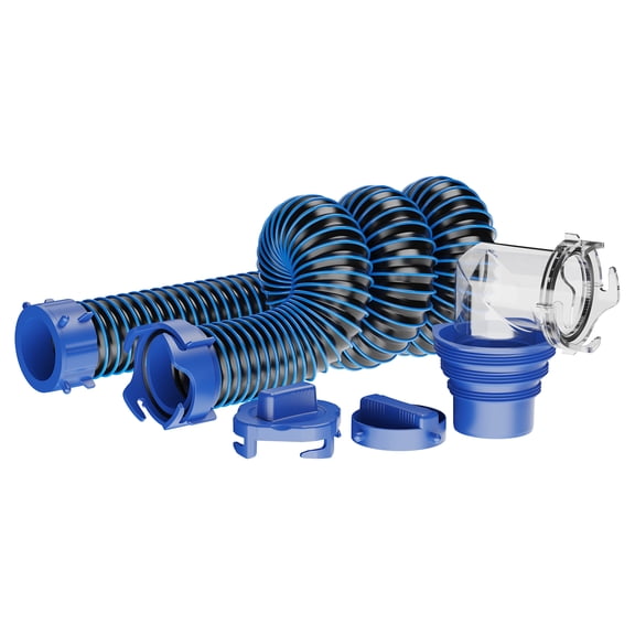 RVGUARD RV Sewer Hose 20 Ft, Sewer Hose for RV Camper, RV Sewer Hose Kit with Swivel Fitting - Includes 90 Degree Clear View Sewer Adapter, and 2 Storage Caps