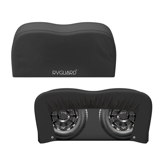 RVGUARD RV Tire Covers, 2 Pack Dual Axle, Fits 27"-30" Dia Tires, 600D Oxford Waterproof & Anti-UV Wheel Covers for RV, Trailer, Camper (Black), RGDTC2730-B2