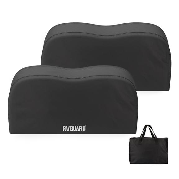 RVGUARD RV Tire Covers - Dual Axle Wheel Cover (2 Pack) Fits 27"-30" Tires, Waterproof Anti-UV 600D Oxford Black Dual Tire Covers for RV/Truck/Trailer