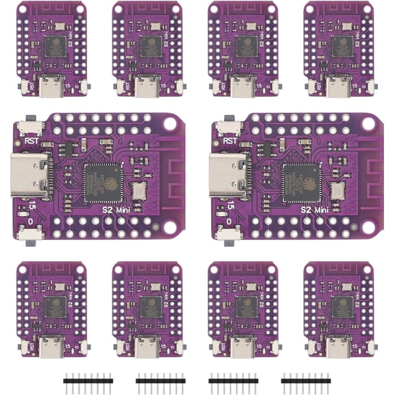 RVKXHD 10pcs ESP32 S2 Mini V1.0.0 WiFi Board Based ESP32-S2FN4R2 ESP32-S2 4MB Flash 2MB PSRAM Type-C USB Connect Mini Module for MicroPython