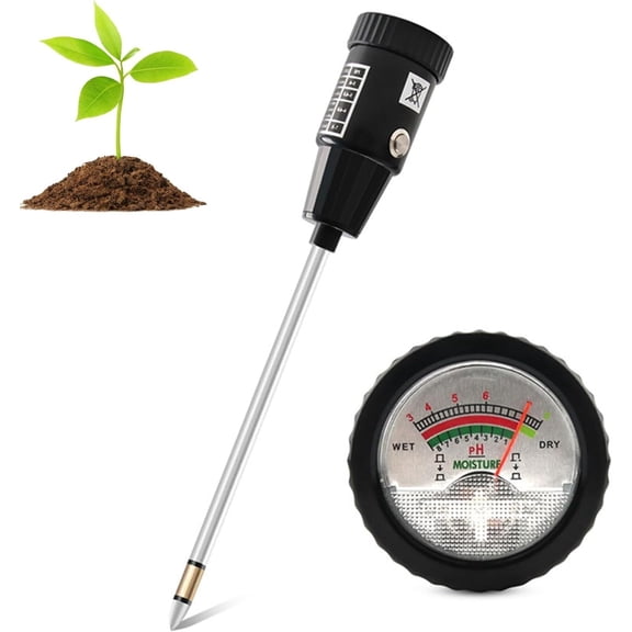 RVKXHD 2 in 1 Soil PH Meter Soil Moisture Sensor Meter Soil PH Tester Soil Test Kit Gardening Tool for Indoor Outdoor Plant Garden Lawn Farm Waterproof Metal Electrode 295mm Long