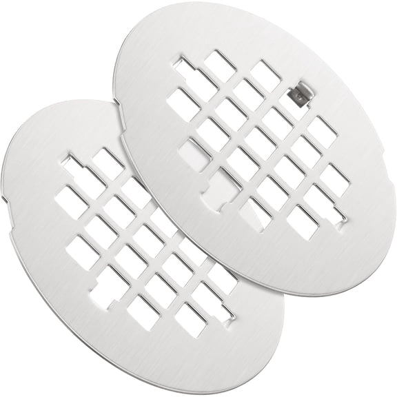 RVKXHD 2 Pack 4-1/4 Snap in Shower Drain Cover, Round Strainer Drain Grid, Bathroom Shower Grate Cap Replacement for Hair Catcher(Brushed Nickel,Stainless Steel)