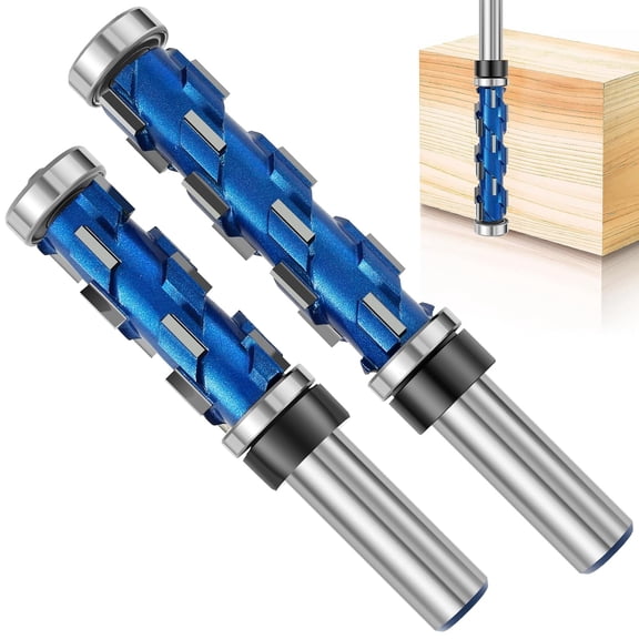 RVKXHD 2Pcs 1/2inch Shank Flush Trim Router, Bit Set Carbide Flush Trimming Bit, Professional Double Bearing Spiral Trimming Tool, Woodworking Milling Cutter Tool for Wood MDF Hardwood (2PCS)