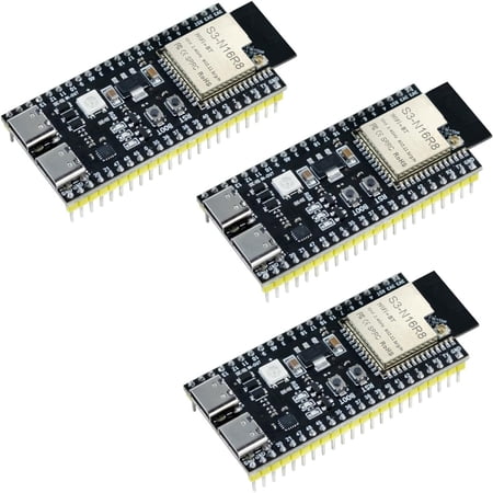 RVKXHD 3Pack ESP32-S3 Development Board N16R8 MCU with Dual-Mode Wi-Fi Bluetooth Type-C, Compatible with Arduino IoT ESP32-S3-WROOM-1