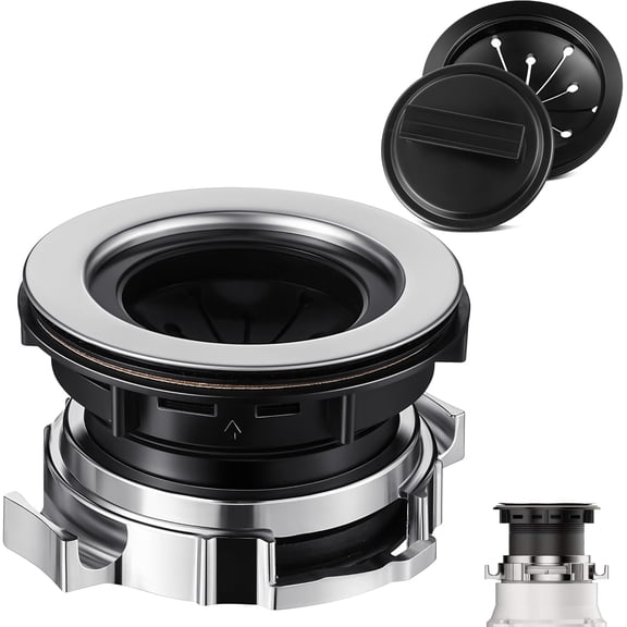RVKXHD 4.48" Diameter Garbage Disposal Sink Flange Kit with Garbage Disposal Stopper and Splash Guard, Compatible with Waste King EZ Mount, Whirlaway and GE Models, 4.48" (diameter) x 2.6" (depth)
