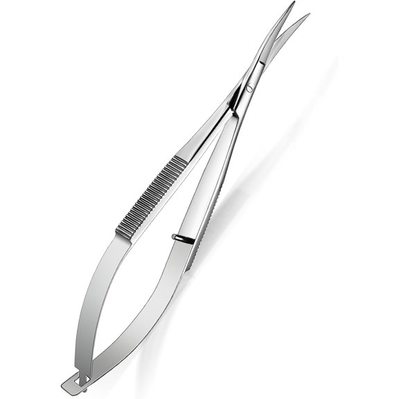 RVKXHD 4.7 Inch Curved Stainless Steel Squeeze Scissors Grooming Trimming Scissors Eyebrow Embroidery Sewing Thread Snips Curved Tip Clippers Craft(Silver)