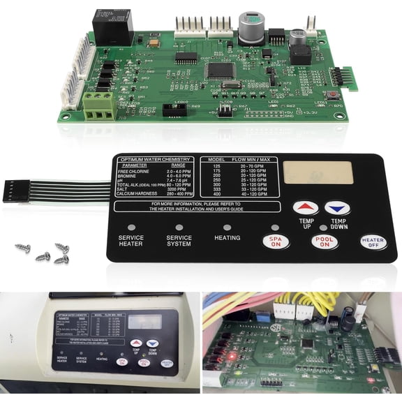 RVKXHD 42002-0007S, 461105 Control Board Kit Compatible with MasterTemp Sta-Rite Max-E-Therm All NA and LP Series Pool and Spa Heater Electrical Systems, with 472610Z Switch Membrane Pad