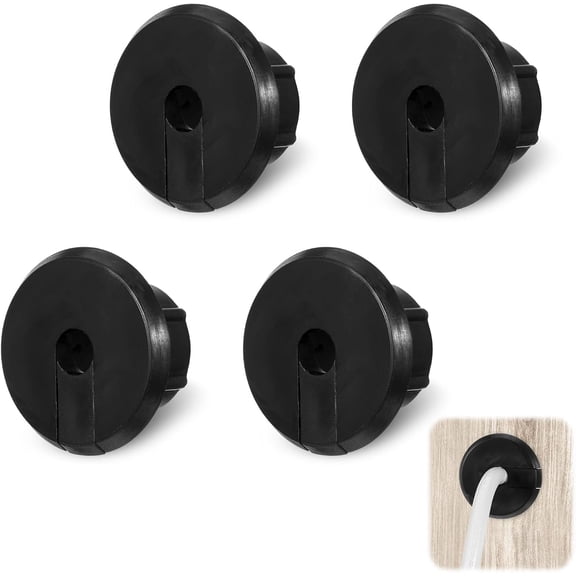 RVKXHD 4Pcs Wall Cable Pass Through Grommet, 1'' Plastic Cable Feed Through Bushing, Compatible Wall Hole Routing Kit, Cords Hole Covers Wall Bushing Grommet for Wires Furniture (Black)