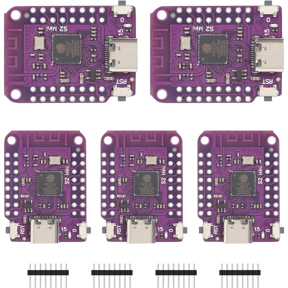 RVKXHD 5pcs ESP32 S2 Mini V1.0.0 WiFi Development Board Based ESP32-S2FN4R2 4MB Flash 2MB PSRAM Type-C USB Connect ESP32-S2 Mini Module for MicroPython