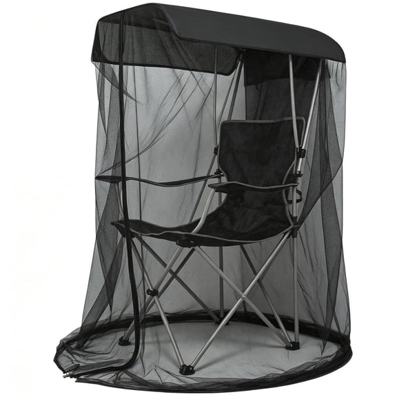 RVKXHD 63 Inch Canopy Chair Mosquito Net, Black Bug Barrier Mesh Cover with Zipper and Waterproof Roof, 35.4 x 32.2 x 63 Inch Screen Tent for Fishing and Camping, Chair and Frame Not Included- 1 Pcs