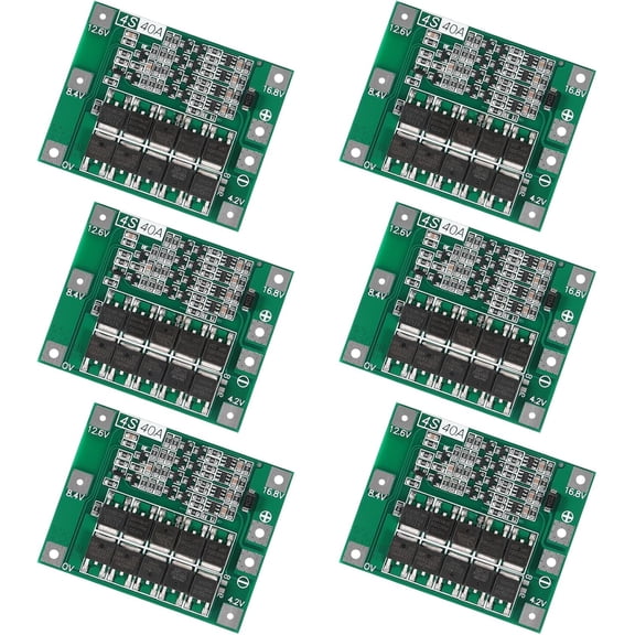 RVKXHD 6pcs Enhanced 4S 40A 16.8V 18650 Lithium Battery Protection Board PCB BMS Charger Protection Circuit Balance Charging Module
