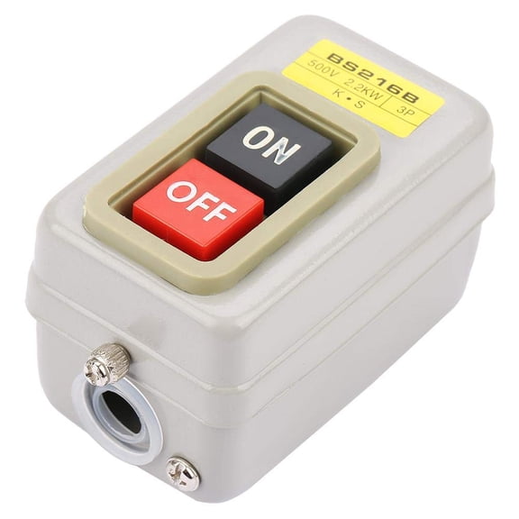 RVKXHD BS216B 110/220/380V Push Button Switch On/Off Start Stop Switch 3 Phase Self Lock Mechanical Equipment Switches Motor Start Stop Push Button for Electric Tools