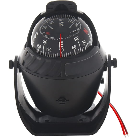 RVKXHD Boat Compass, 4.02x5.39x3.7 Inch, Flush Mount Compass With Light Pivoting, ABS Plastic, Equipped With Screws, EVA Sticker, Led Illumination Display, Highly Accurate Reading