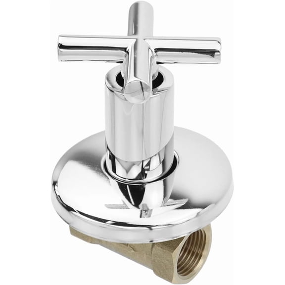 RVKXHD Brass Concealed Water Stop Valve, Water Shut Off Valve Flow Control Pressure Regulator with Cross Handle for Kitchen Bathroom (1/2 in, Silver)