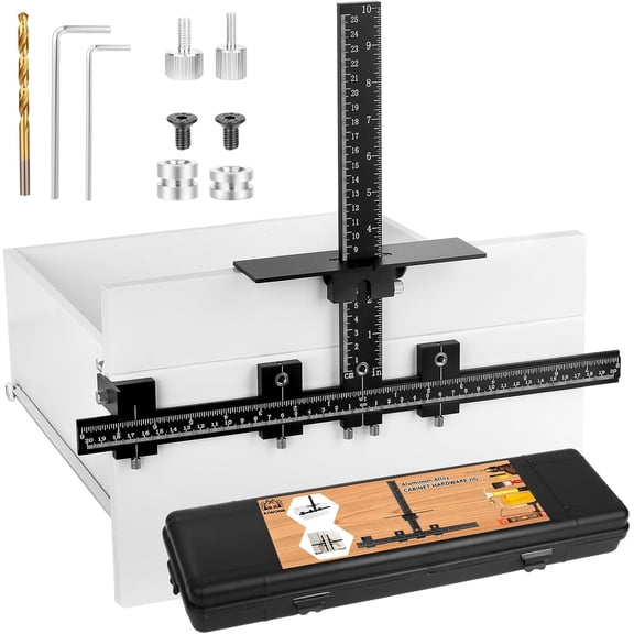 RVKXHD Cabinet Hardware Jig Template - Adjustable Drawer Handle Knob Installation Tool - Woodworking Punch Locator Drill Hole Guide Jigs for Mounting Door Pull - Cabinet Handle Jig of Aluminum Alloy