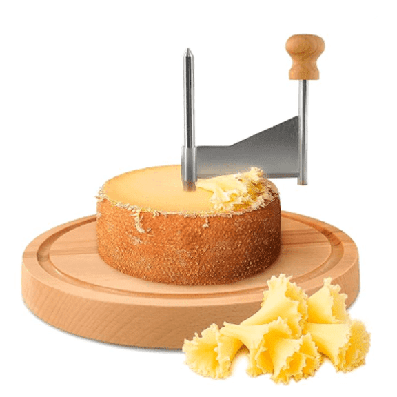 RVKXHD Cheese Curler Cheese Curler Wheel for Chocolate & Butter Curls, 8.7x8.7x5.6 Inch, Stainless Steel Blade & Wood Base, Cheese Flower Maker for Charcuterie Boards, Dessert Decor - Easy to Use