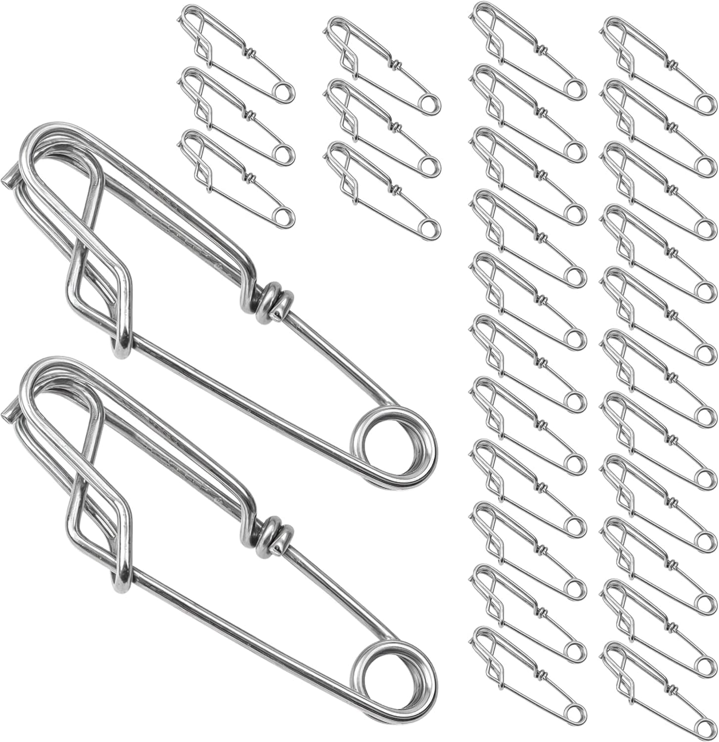 RVKXHD Fishing Swivels Snaps 30Pcs Kit 18x60mm-Stainless Steel Rod ...