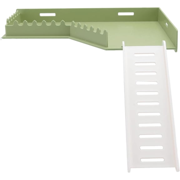 RVKXHD Hamster Play Platform, 10.2x10.4x1.4 Inch, Green, Plastic Hamster Platform with Ladder, Small Animals Standing Platform, Premium Injection Molded Material, Up And Down Stairs Design