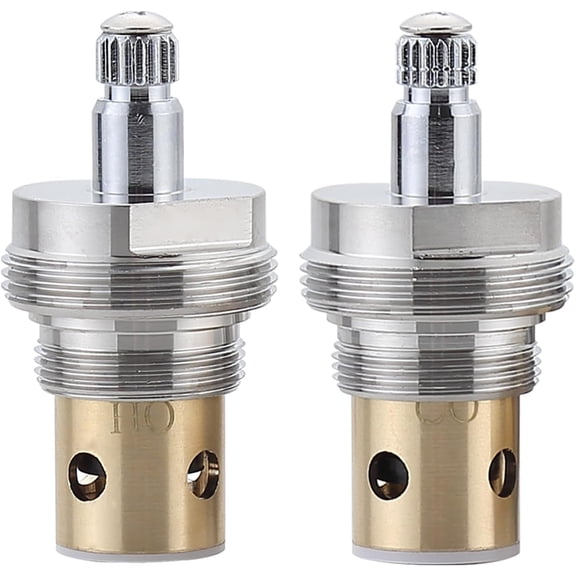 RVKXHD Hot and Cold Stem Compatible with 6N-7H(17017) and 6N-7C, 2.5x0.79x1.33 Inch, 70047001070014, Compatible with Kohler Tub and Shower Faucets, Brass and Chrome, Set of 2 Faucet Stems (CO+HO)