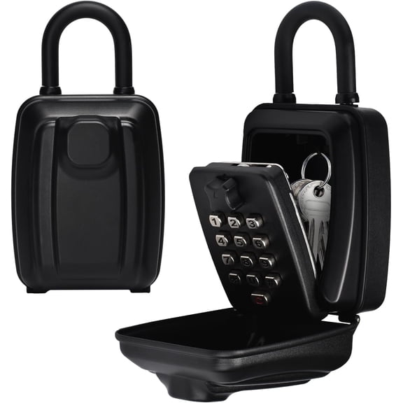 RVKXHD 12 Digit Combination Lock Box for Outside Door, Portable Waterproof Key Safe with Detachable Shackle, Outdoor Key Storage for Realtors