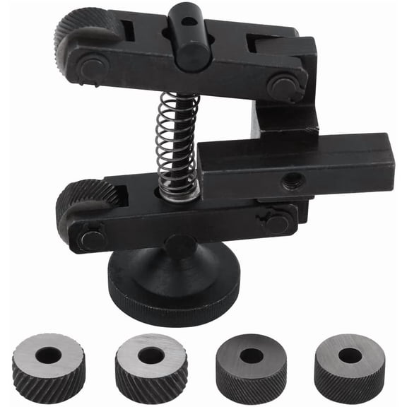 RVKXHD Knurling Knurler Tool 2cm/0.8inch Spring Loaded Holder Linear Knurl Tool Lathe Adjustable Shank with 4 Spare Knurling Wheels 45# Carbon Steel CR15 for 7X Mini Lathe