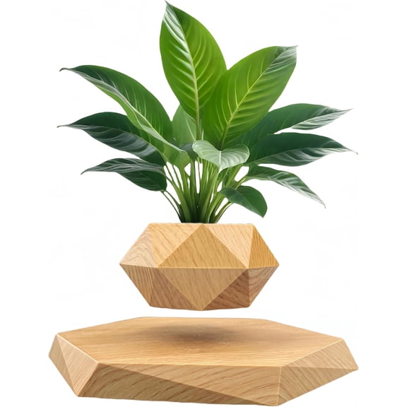 RVKXHD Levitating Plant Pot, Floating Plant Pot Small Floating Flower Pot, 360° Rotating Floating Pots for Plants, Floating Planter for Levitating Decor, Levitating Display Office Desk Decor (Yellow)