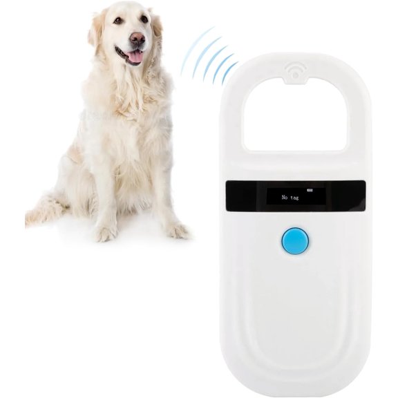 RVKXHD Microchip Reader, Rechargeable Pet RFID EMID Micro Chip Reader Scanner 134.2kHz 125kHz 15 Digits Supports FDXB (ISO11784 / 11785) for Dogs Cats Pigs Animal (White)