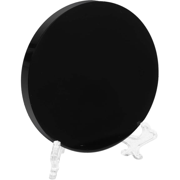 RVKXHD Obsidian Scrying Mirror Natural Black Crystal Divination Mirror, Tabletop Hanging Feng Shui Meditation Decor with Iron Frame for Spiritual Altar, Home Office Energy Decor and Gift Use (6CM)