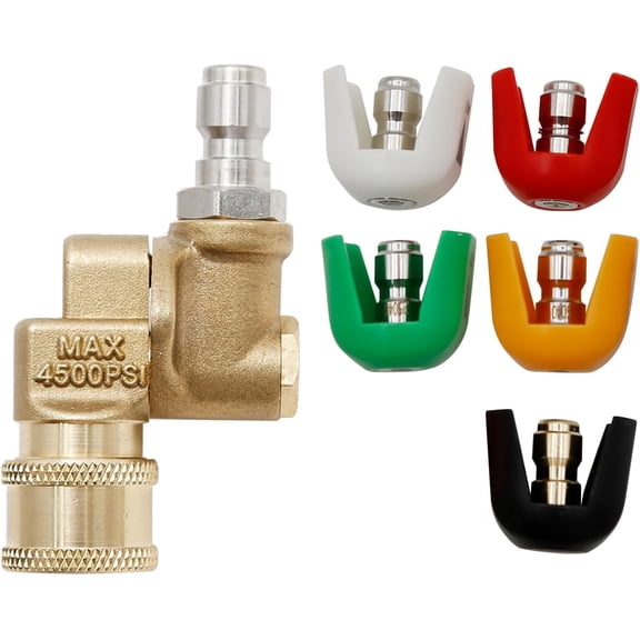 RVKXHD Pressure Washer Nozzle Tips Set with Pivoting Coupler Kit, Replacement for Sun Joe SPX3000-TPS for SPX 3000 Series 4500 PSI 1/4-inch Quick Connect Spray Tip Set - Sun Joe SPX3000, SPX3001