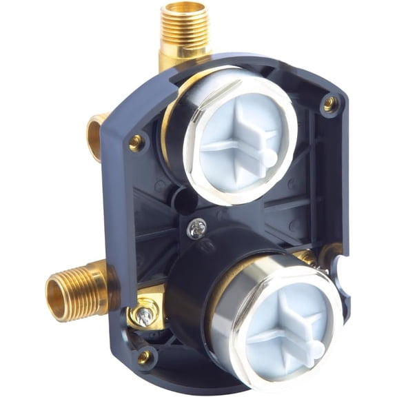 RVKXHD R22000-WS Universal Rough-In Shower Valve with Diverter – 3-Way/6-Way Settings, Screwdriver Stops Included – Solid Brass Rough Valve Compatible with Major Brands Custom Trim Kits
